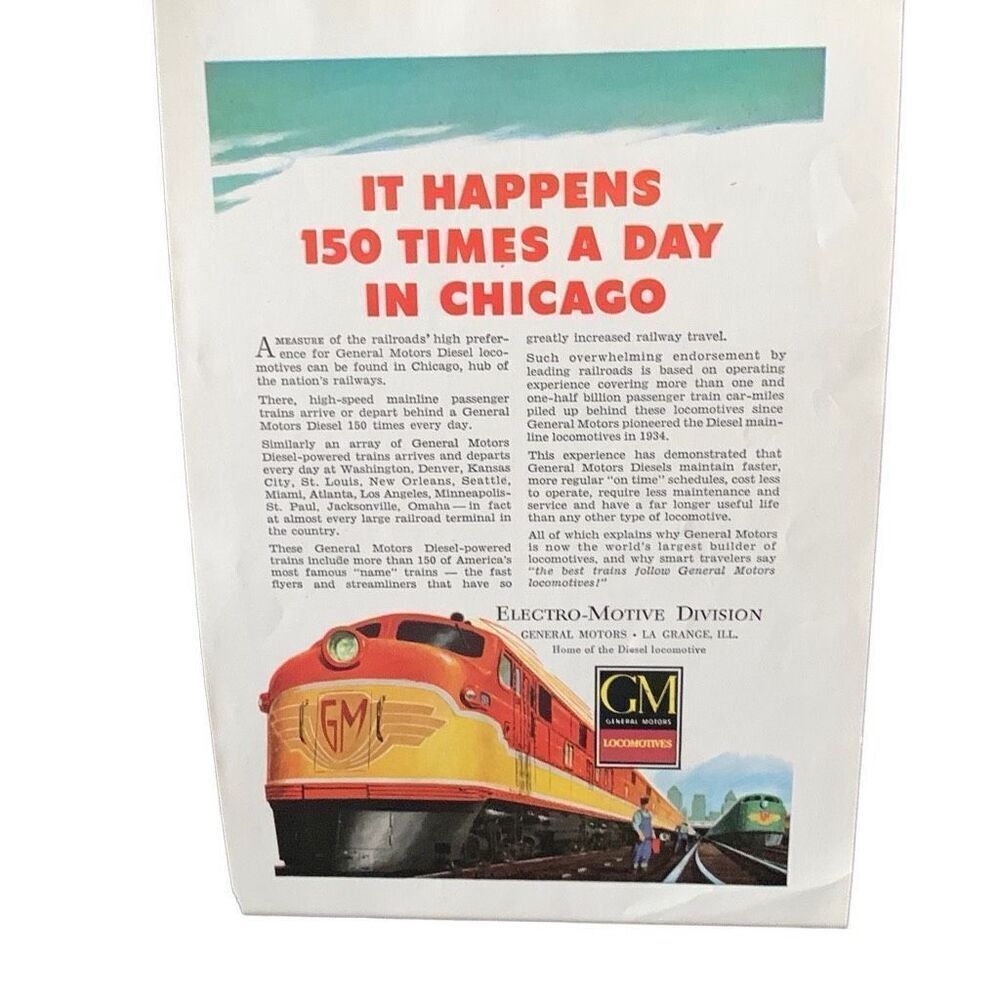 Vintage 1948 General Motors Electro Motive Division Railroad Ad Advertisement